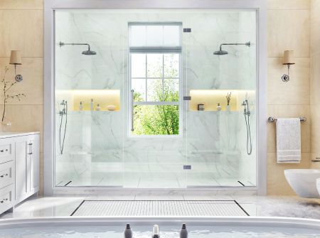Luxury bathroom with double stand-in shower
