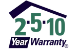 2 5 10 Year Warranty logo in green blue