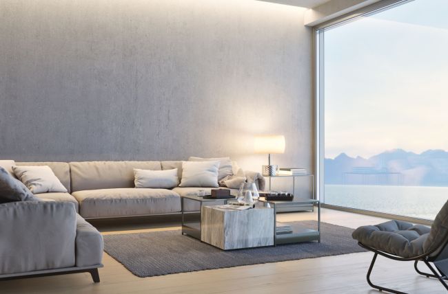 Luxury living room with beautiful view of the ocean, Ballard Luxury Homes