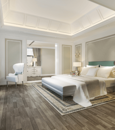 Luxury bedroom, gold accents, Ballard Luxury Homes