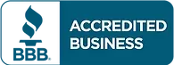 BBB Accredited logo in blue and white