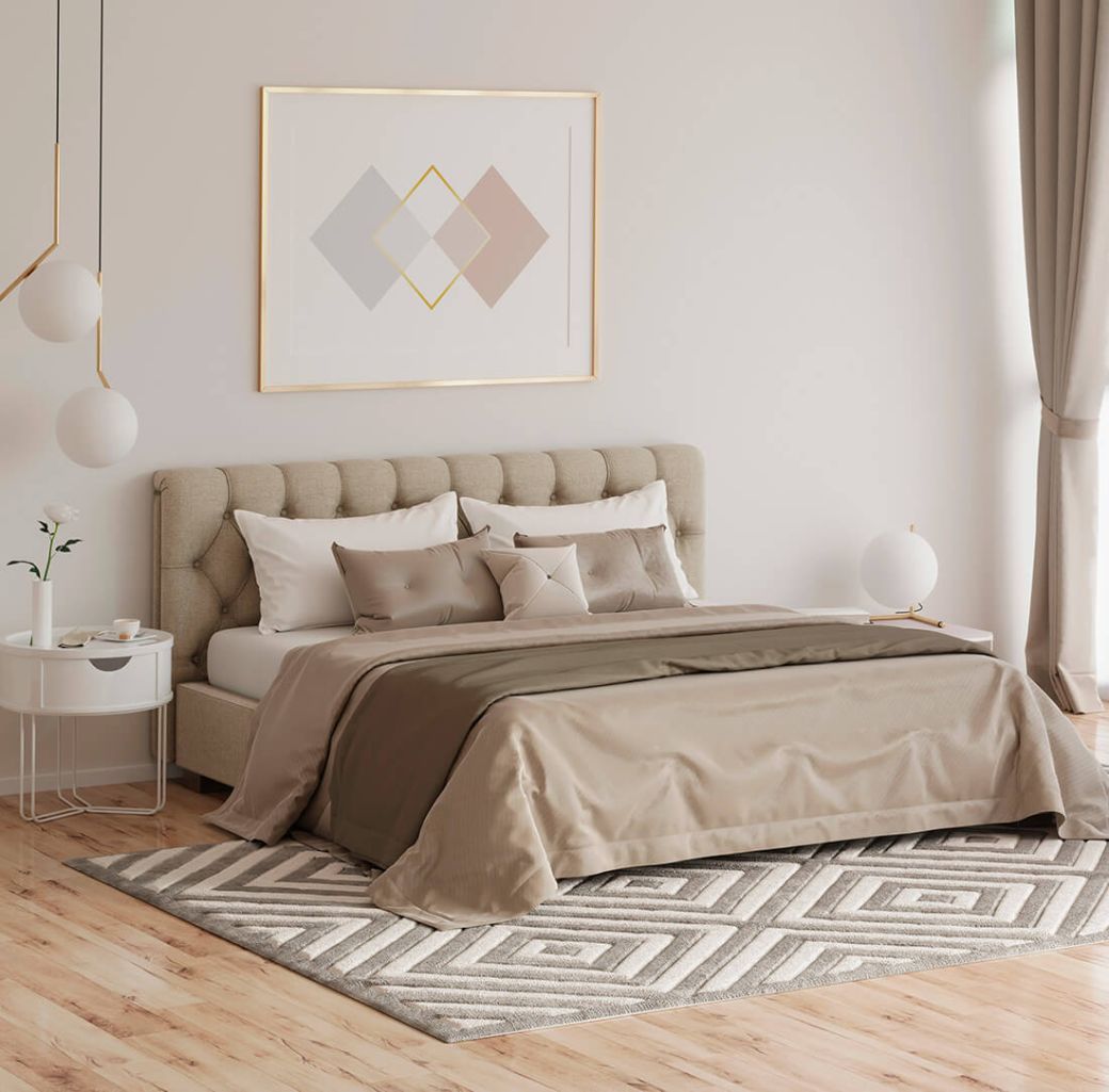 Luxury bedroom, gold decor, Ballard Luxury Homes